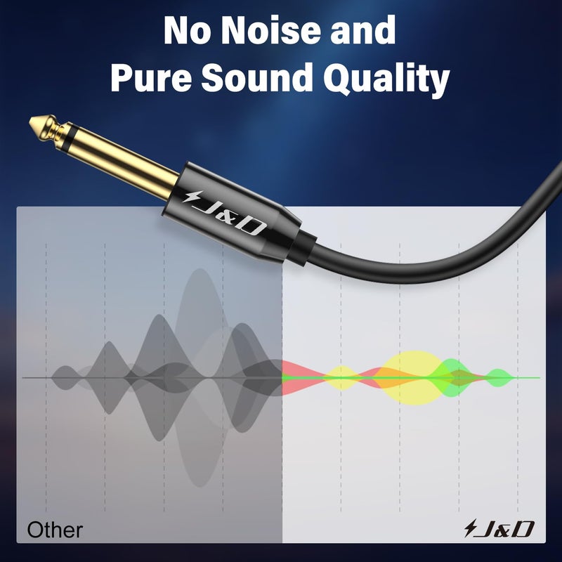 J&D USB-C to 6.35mm 1/4 inch TS Audio Cable, Gold Plated USB Type C to 1/4" Male Mono Interconnect Aux Adapter Cable Compatible with iPhone 16/17 Series, 3.3 Feet - Image 4
